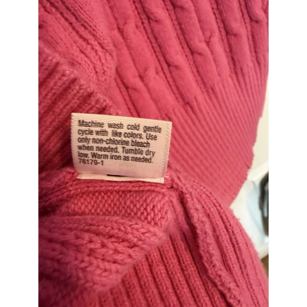 St Johns  Bay Pink Cable Knit Sweater Sz XL Preppy Cottage Coastal Grandpa Y2K